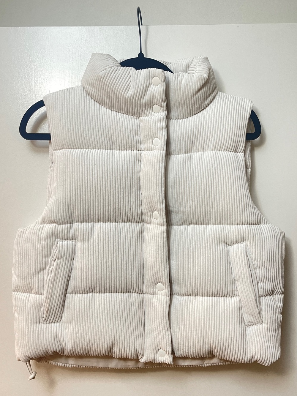White Corduroy Cropped Puffy Vest NWOT